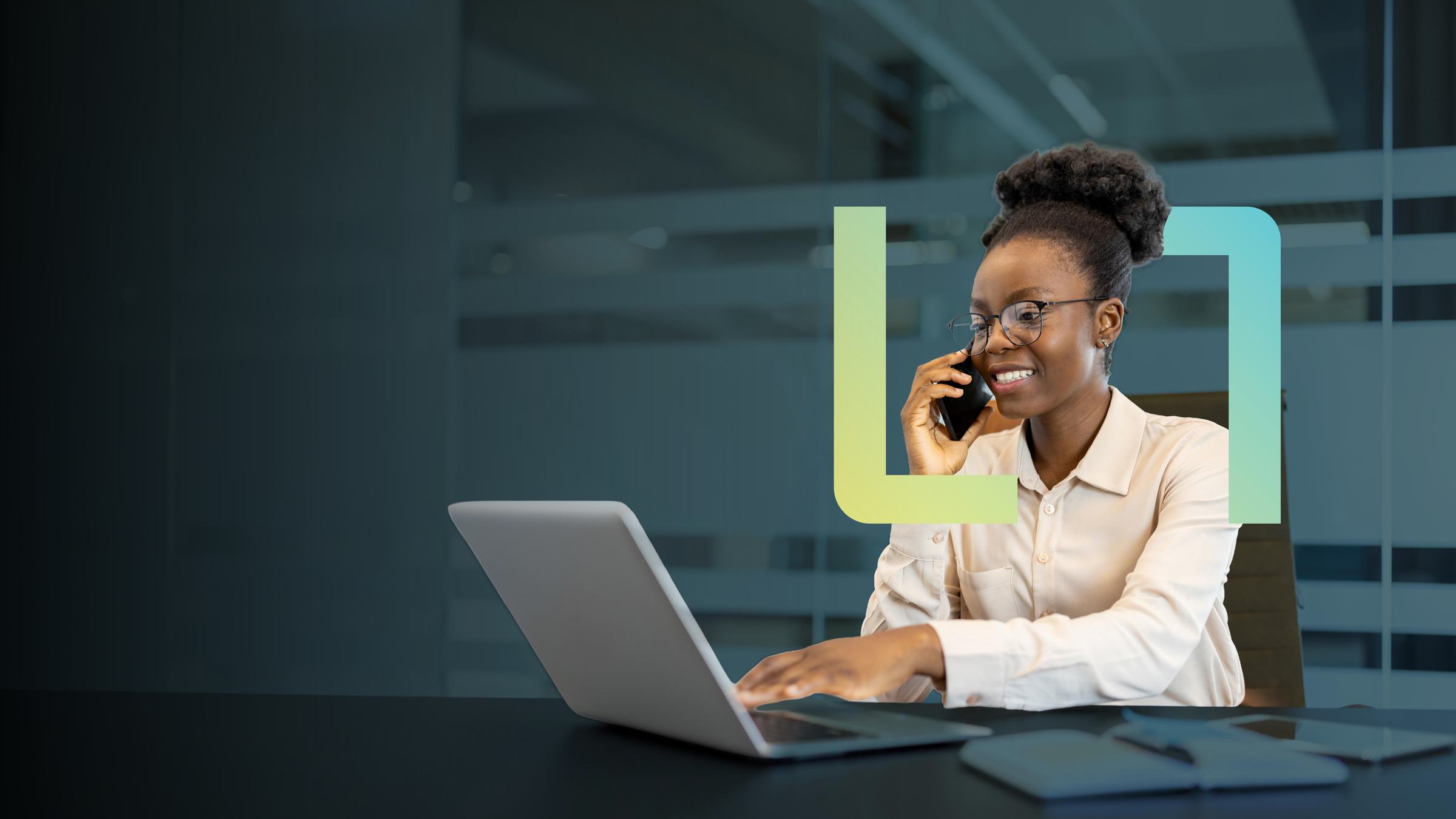 A specialist taking a call at her desk